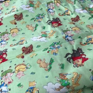Mary Engelbreit's Mint Green "Fairy Story" Fabric Ft Nursery Rhyme Characters